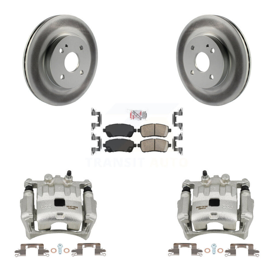 Front Disc Brake Caliper Coated Rotors And Ceramic Pads Kit For 2011-2014 Mazda 2 KCG-100448N