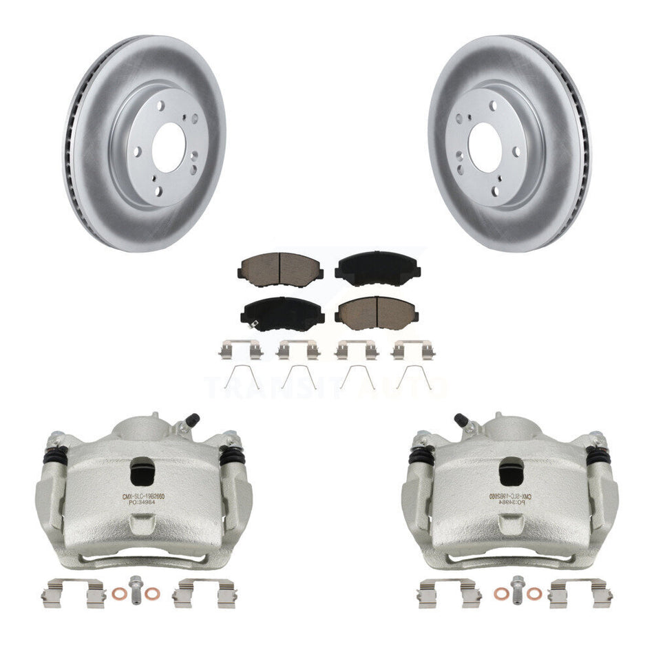 Front Disc Brake Caliper Coated Rotors And Ceramic Pads Kit For Honda Civic KCG-100449C