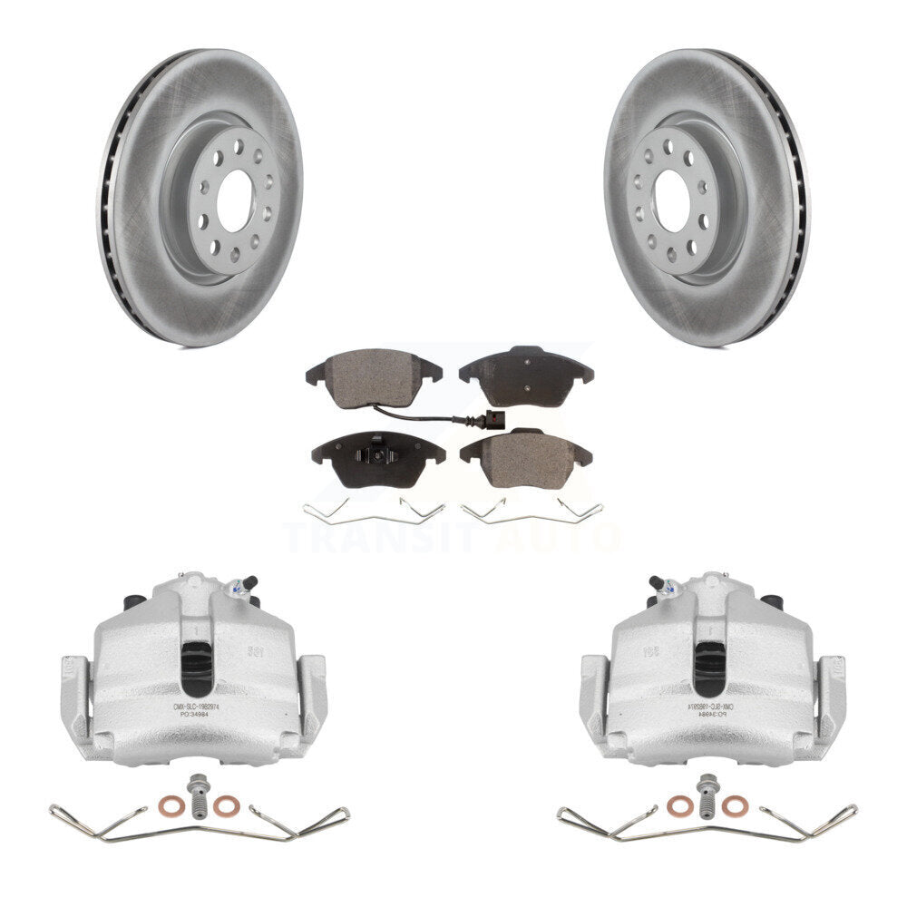Front Brake Caliper Coat Rotor Semi-Metallic Pad Kit For Volkswagen Jetta Rabbit Golf A3 KCG-100449P