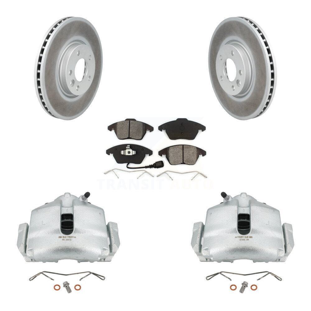 Front Disc Brake Caliper Coated Rotors And Semi-Metallic Pads Kit For Volkswagen CC KCG-100450S