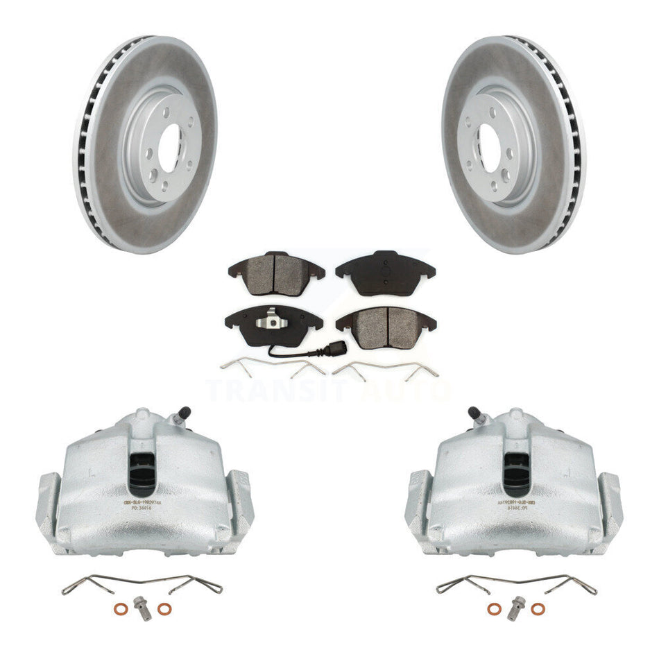 Front Disc Brake Caliper Coated Rotors And Semi-Metallic Pads Kit For Volkswagen CC KCG-100450S