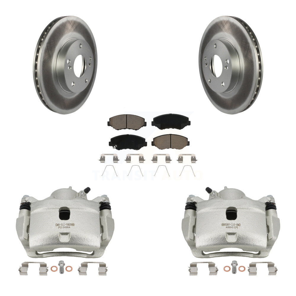 Front Brake Caliper Coat Rotor Ceramic Pad Kit For Honda Civic Accord Fit Acura ILX CR-Z KCG-100451C