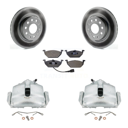 Front Disc Brake Caliper Coated Rotors And Semi-Metallic Pads Kit For Volkswagen Jetta KCG-100451P