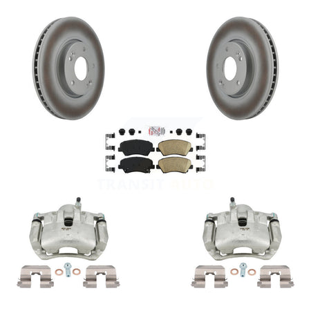 Front Disc Brake Caliper Coated Rotors And Ceramic Pads Kit For Kia Forte KCG-100452N