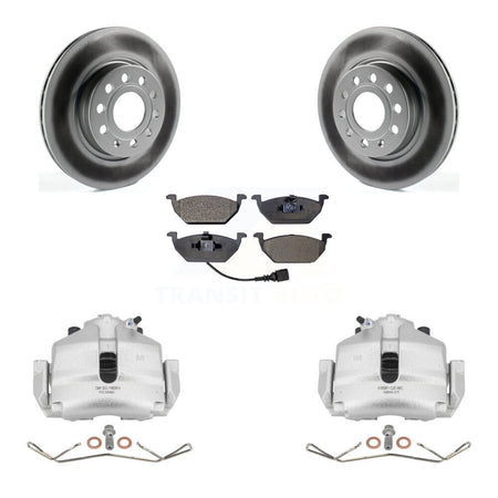 Front Disc Brake Caliper Coated Rotors And Semi-Metallic Pads Kit For Volkswagen Jetta KCG-100452P