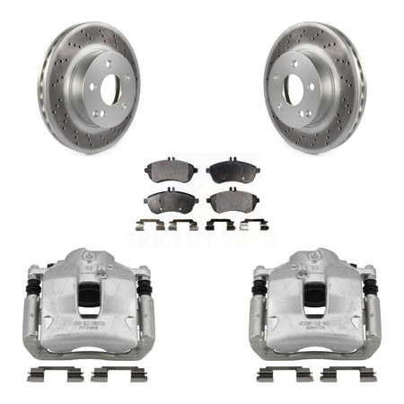 Front Disc Brake Caliper Coated Rotors And Ceramic Pads Kit For Mercedes-Benz C250 KCG-100452T
