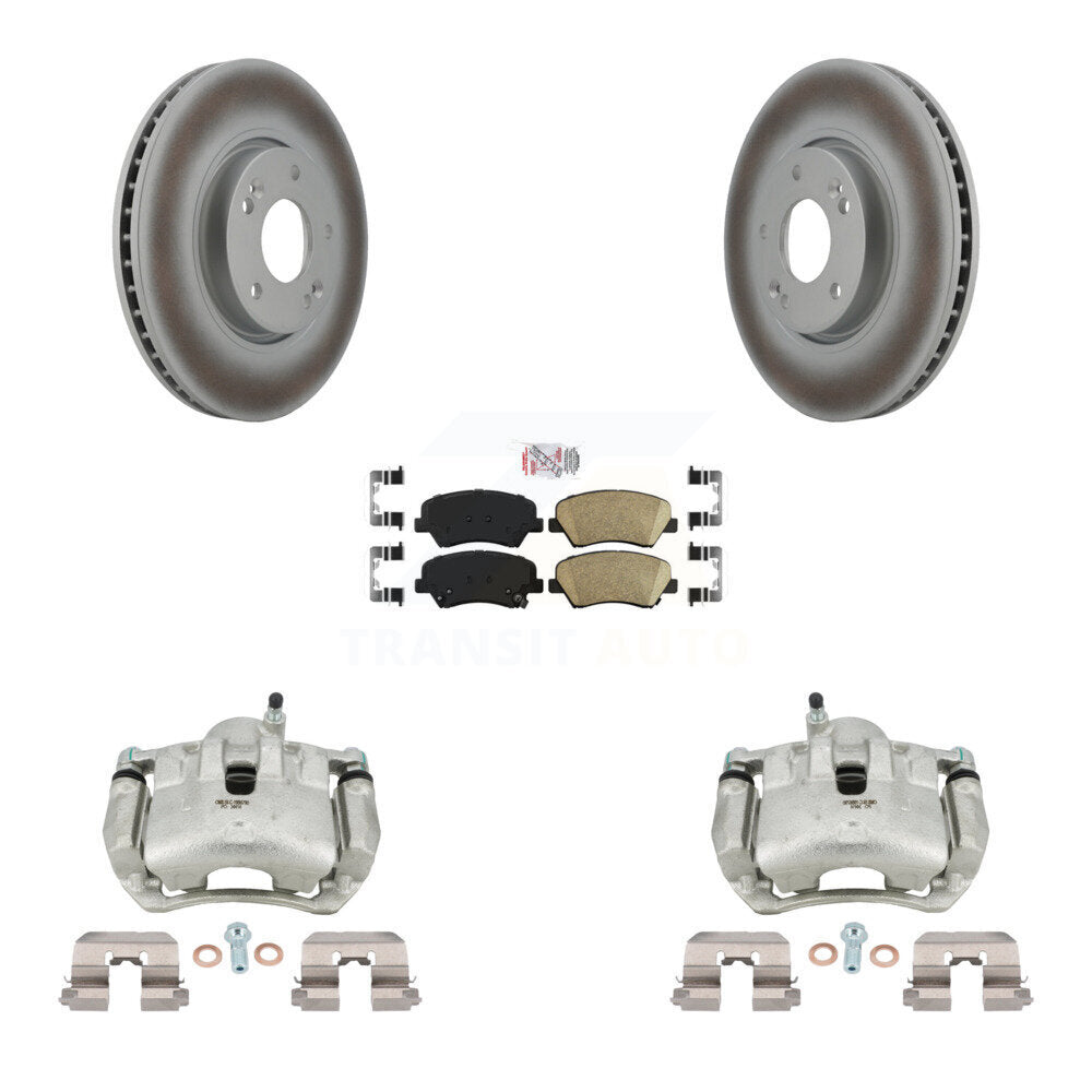 Front Disc Brake Caliper Coated Rotors And Ceramic Pads Kit For Kia Forte KCG-100453N