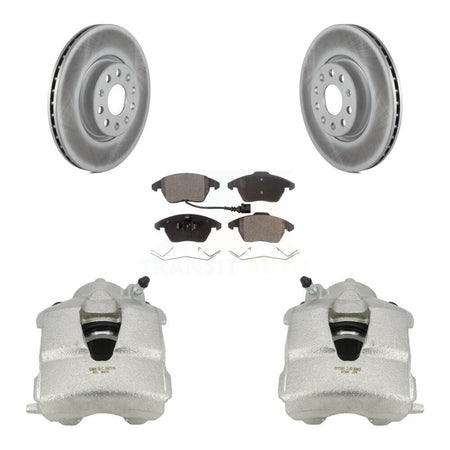 Front Disc Brake Caliper Coated Rotors And Semi-Metallic Pads Kit For Volkswagen Jetta KCG-100453P