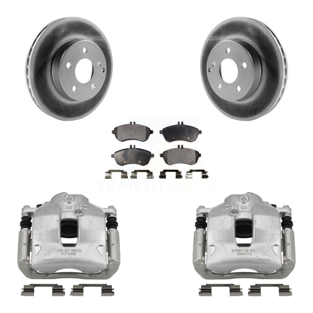 Front Disc Brake Caliper Coated Rotors And Ceramic Pads Kit For Mercedes-Benz C250 KCG-100453T