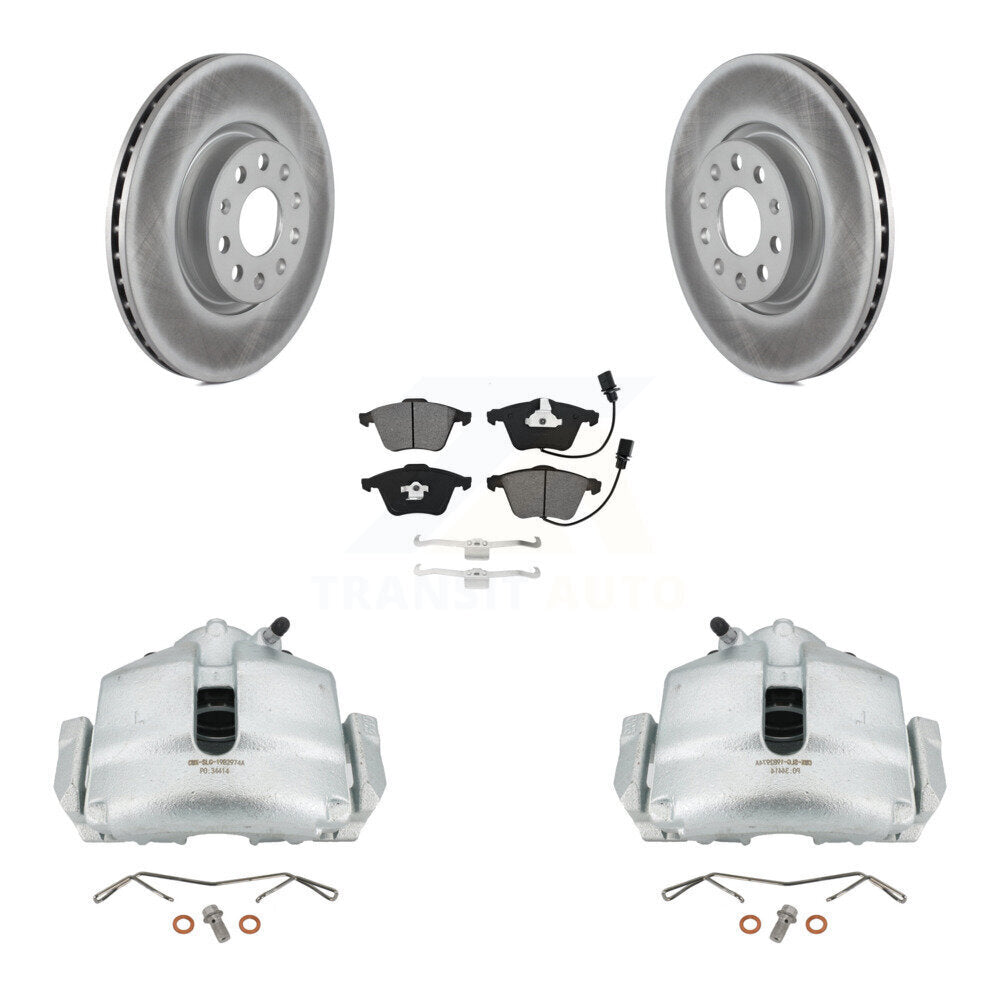 Front Disc Brake Caliper Coat Rotors & Semi-Metallic Pad Kit For 2010 Volkswagen CC 3.6L KCG-100454S