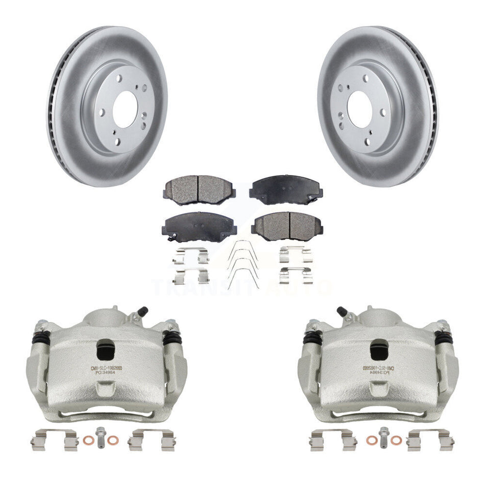 Front Disc Brake Caliper Coated Rotors And Ceramic Pads Kit For Honda Civic KCG-100454T