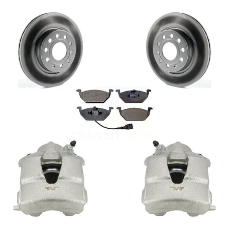 Front Disc Brake Caliper Coated Rotors And Semi-Metallic Pads Kit For Volkswagen Jetta KCG-100455P