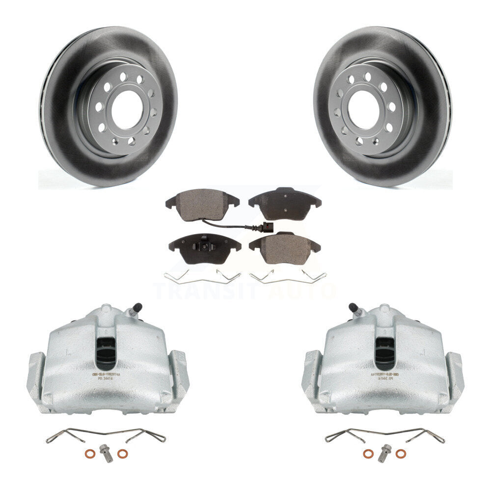 Front Brake Caliper Coat Rotors Semi-Metallic Pad Kit For Volkswagen GTI Audi A3 Quattro KCG-100456P
