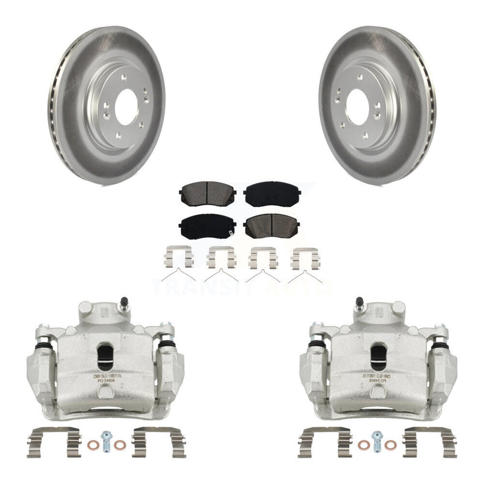 Front Disc Brake Caliper Coat Rotors Semi-Metallic Pad Kit For Hyundai Sonata Kia Optima KCG-100456S