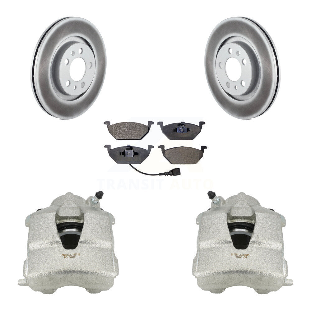 Front Brake Caliper Coat Rotors & Semi-Metallic Pad Kit For Volkswagen Jetta Beetle Golf KCG-100457P