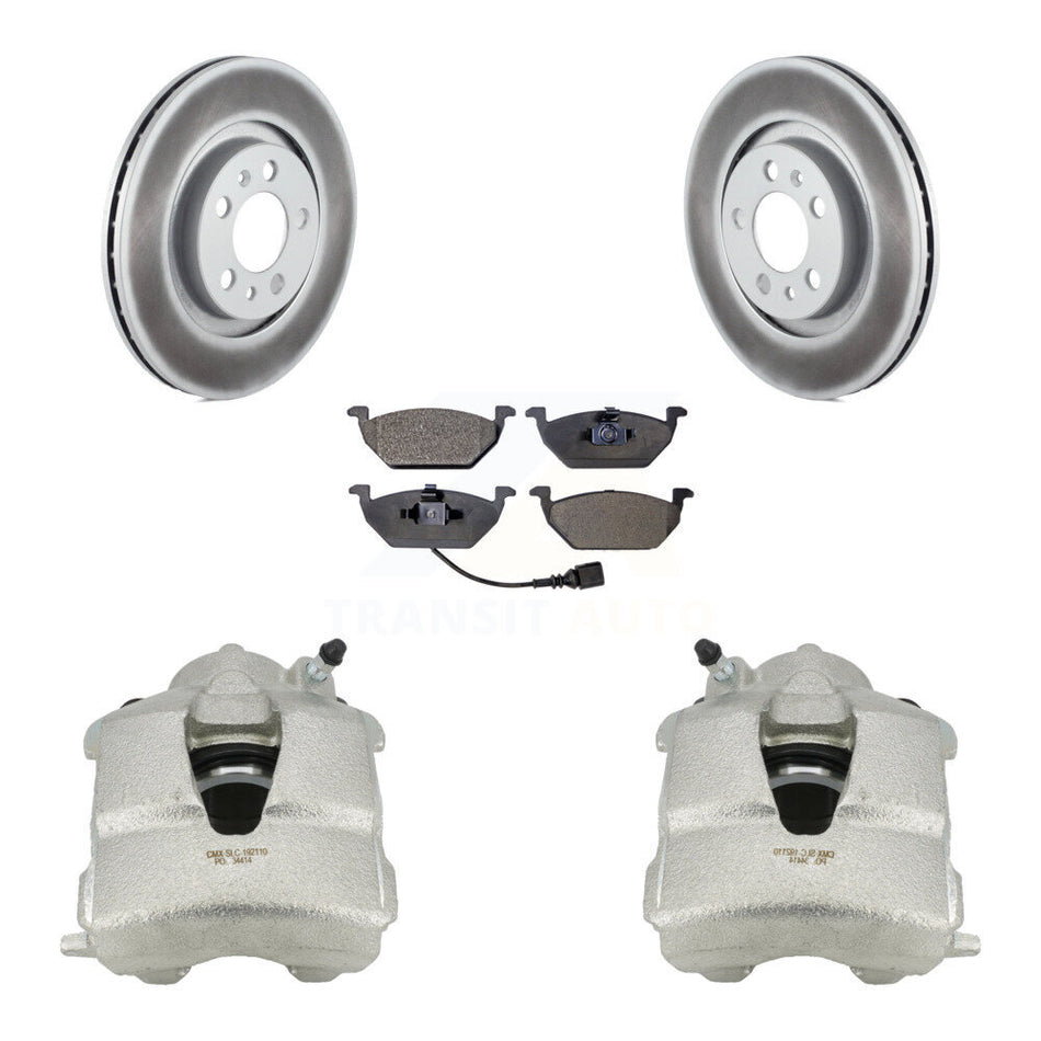 Front Brake Caliper Coat Rotors & Semi-Metallic Pad Kit For Volkswagen Jetta Beetle Golf KCG-100457P