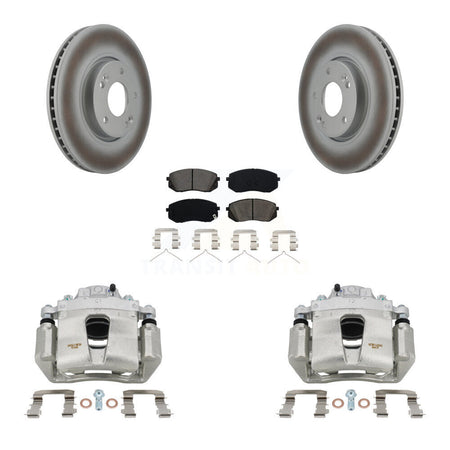 Front Disc Brake Caliper Coated Rotors And Semi-Metallic Pads Kit For Hyundai Sonata KCG-100457S