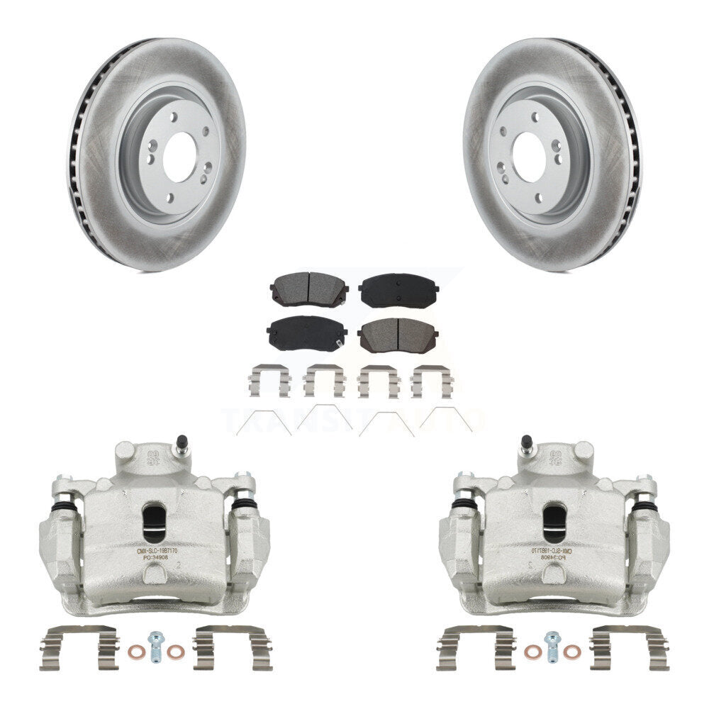 Front Disc Brake Caliper Coat Rotors Semi-Metallic Pad Kit For Hyundai Sonata Kia Optima KCG-100459S