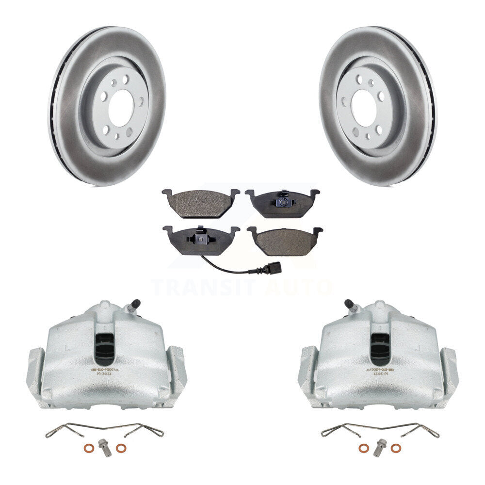 Front Disc Brake Caliper Coat Rotor Semi-Metallic Pad Kit For 2006 Volkswagen Jetta 2.0L KCG-100460P