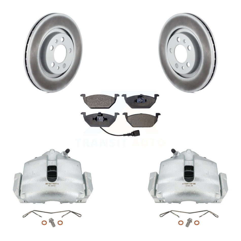 Front Disc Brake Caliper Coat Rotor Semi-Metallic Pad Kit For 2006 Volkswagen Jetta 2.0L KCG-100460P