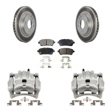 Front Disc Brake Caliper Coated Rotors And Ceramic Pads Kit For Ford Fiesta KCG-100460T