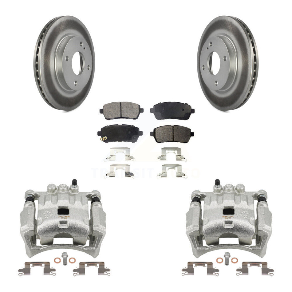 Front Disc Brake Caliper Coated Rotors And Ceramic Pads Kit For Ford Fiesta KCG-100460T
