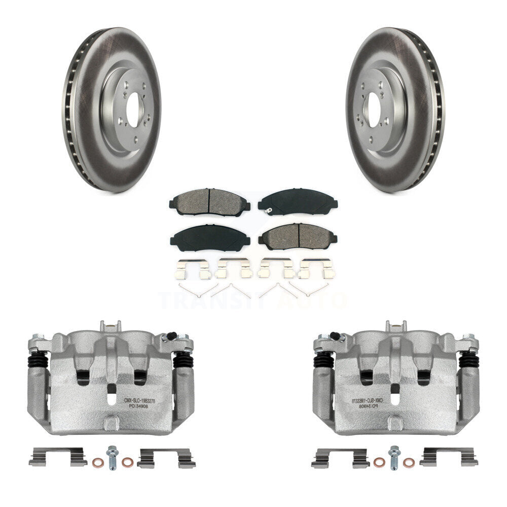 Front Disc Brake Caliper Coated Rotors And Semi-Metallic Pads Kit For Acura MDX ZDX KCG-100461S