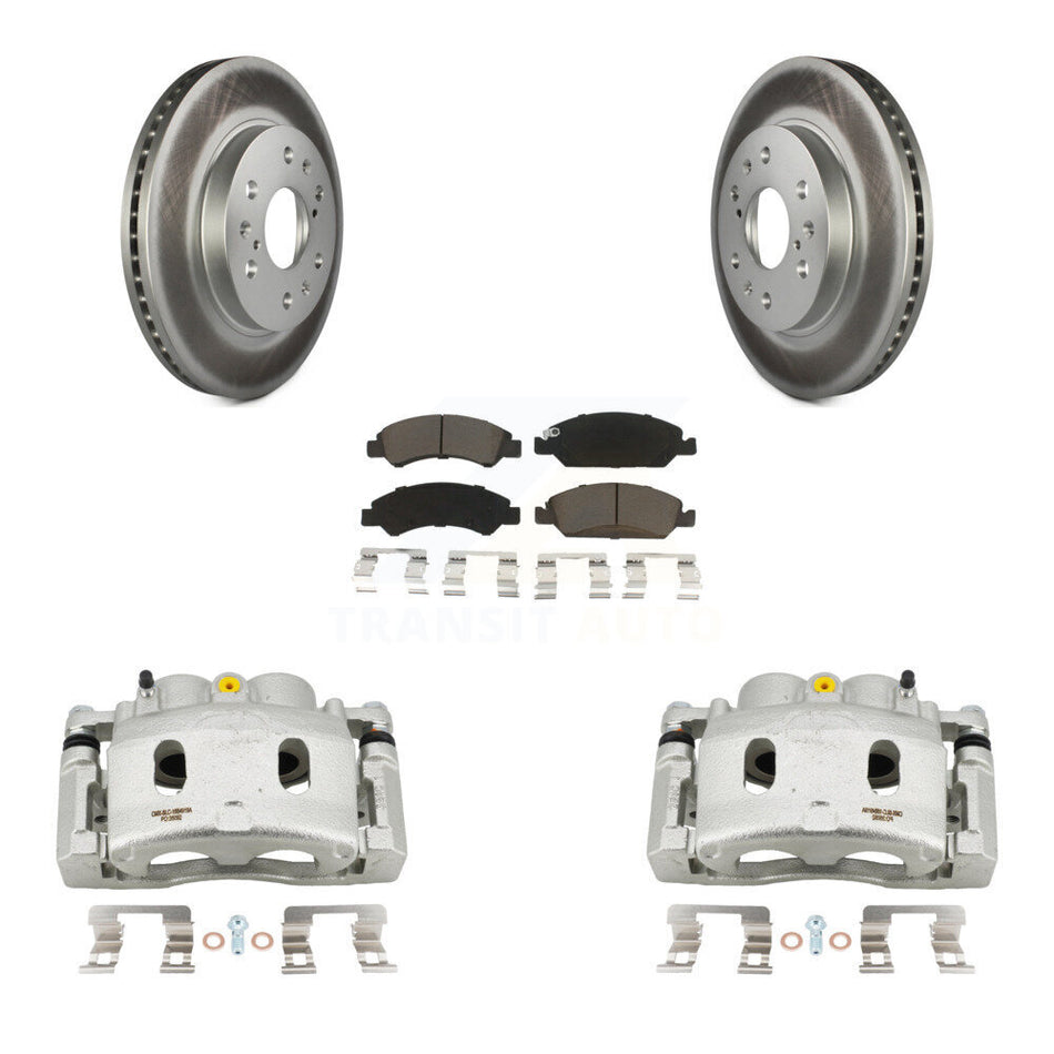 Front Brake Caliper Coat Rotor & Ceramic Pad Kit For GMC Sierra 1500 Chevrolet Silverado KCG-100462C