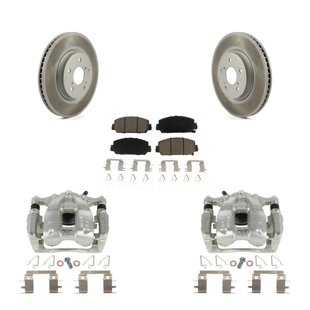 Front Disc Brake Caliper Coated Rotors And Ceramic Pads Kit For Honda CR-V KCG-100463C