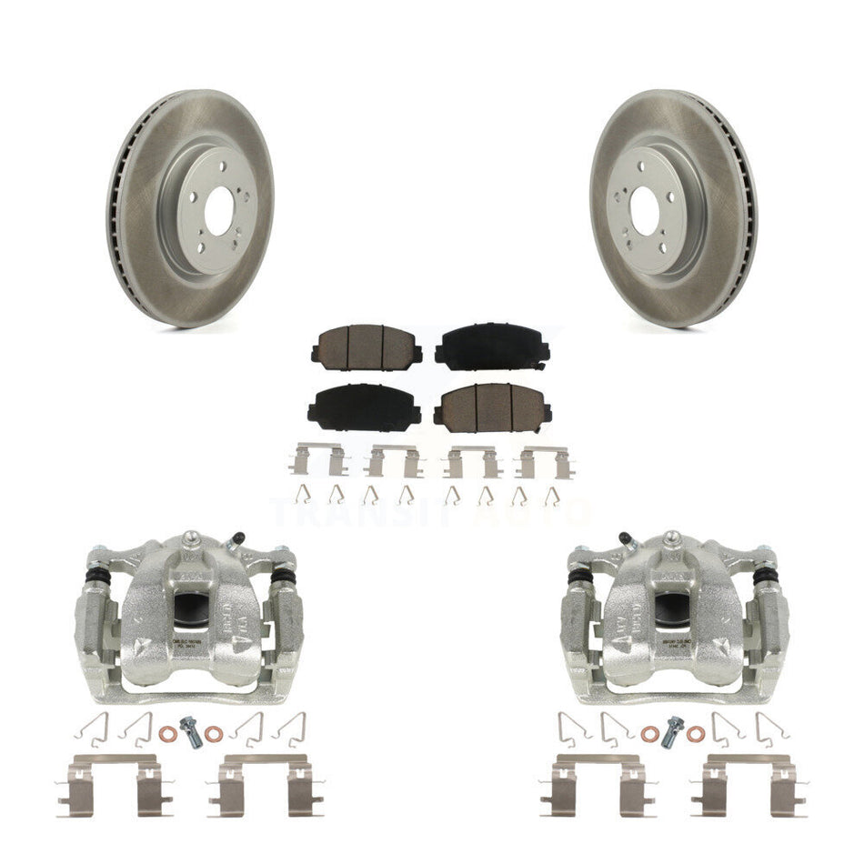 Front Disc Brake Caliper Coated Rotors And Ceramic Pads Kit For Honda CR-V KCG-100463C