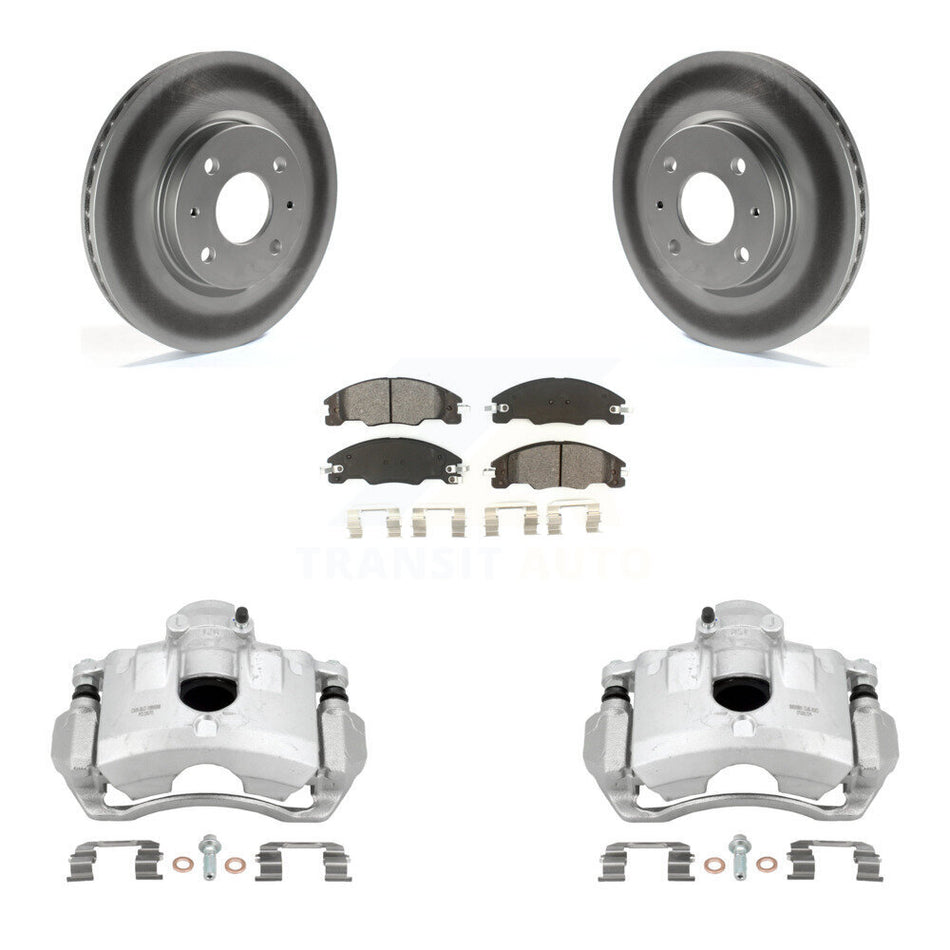 Front Disc Brake Caliper Coated Rotors And Semi-Metallic Pads Kit For Ford Focus KCG-100463S