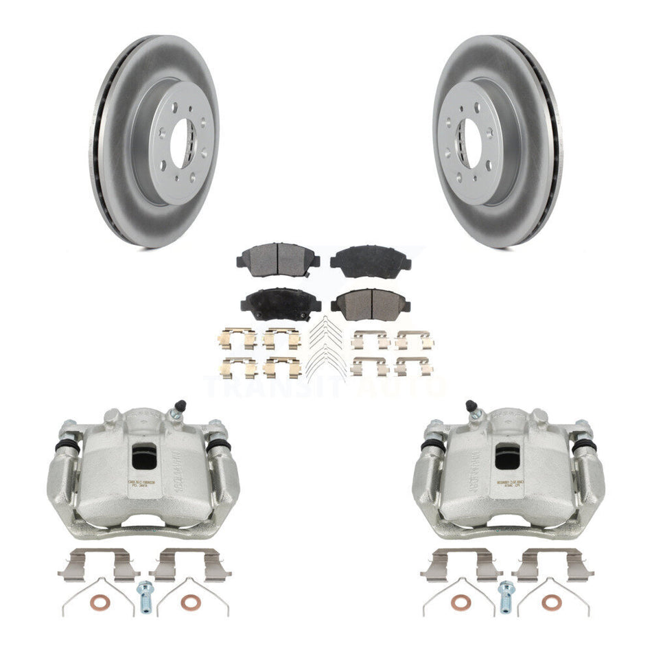 Front Disc Brake Caliper Coated Rotors And Ceramic Pads Kit For 2015-2020 Honda Fit KCG-100463T