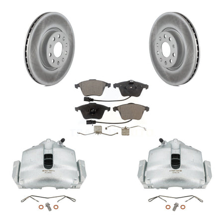 Front Disc Brake Caliper Coat Rotors & Semi-Metallic Pad Kit For 2010 Volkswagen CC 3.6L KCG-100464P
