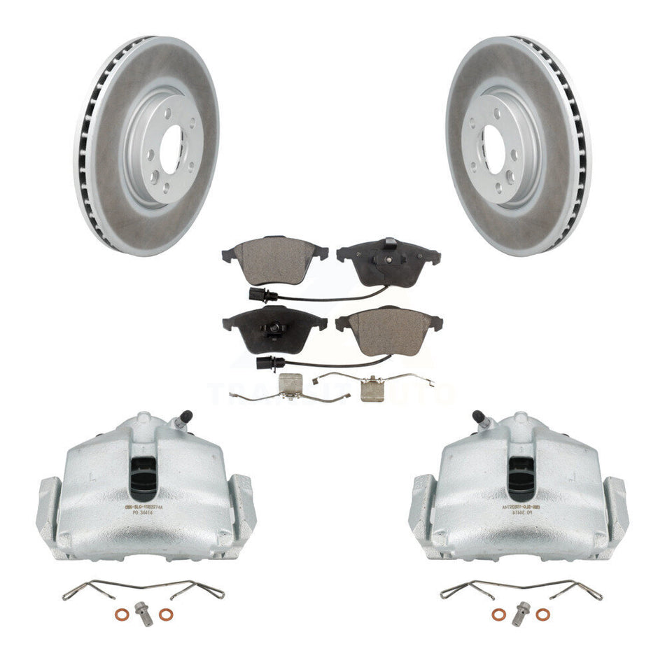 Front Disc Brake Caliper Coat Rotors & Semi-Metallic Pad Kit For 2010 Volkswagen CC 3.6L KCG-100465P