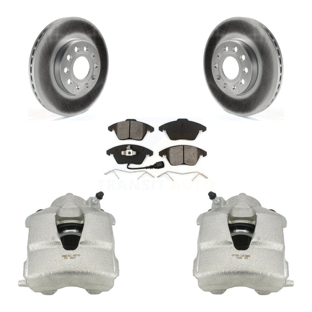 Front Disc Brake Caliper Coated Rotors And Semi-Metallic Pads Kit For Volkswagen Jetta KCG-100467S
