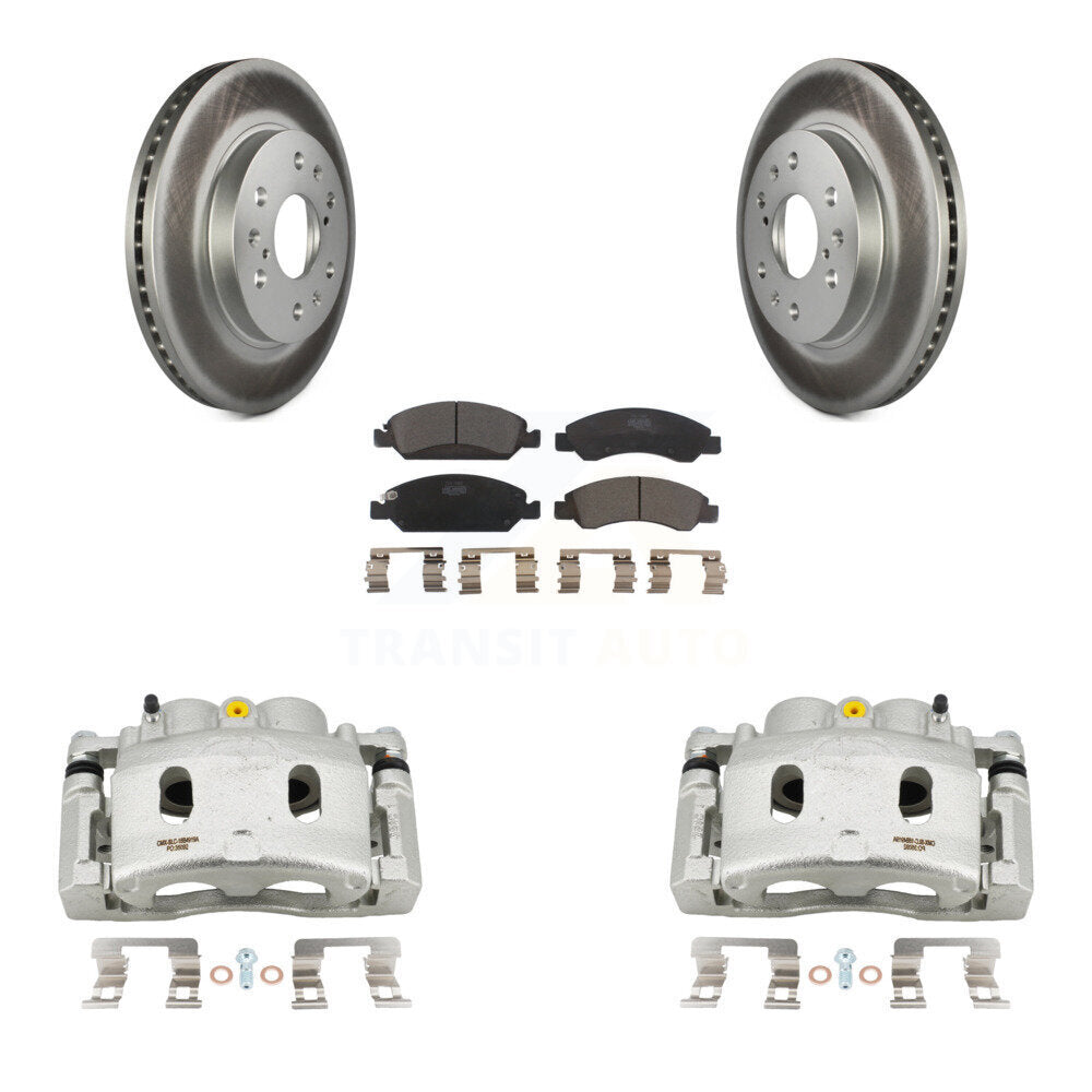 Front Brake Caliper Coat Rotor & Ceramic Pad Kit For GMC Sierra 1500 Chevrolet Silverado KCG-100467T