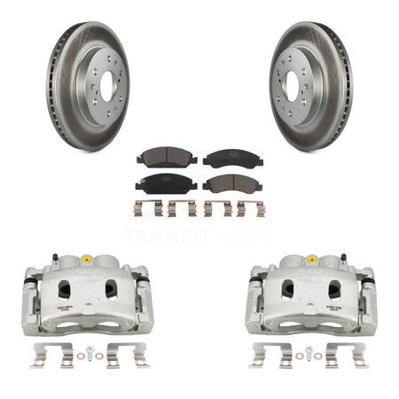 Front Brake Caliper Coat Rotor & Ceramic Pad Kit For GMC Sierra 1500 Chevrolet Silverado KCG-100467T