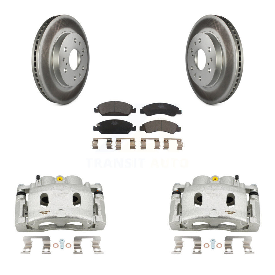 Front Brake Caliper Coat Rotor & Ceramic Pad Kit For GMC Sierra 1500 Chevrolet Silverado KCG-100467T