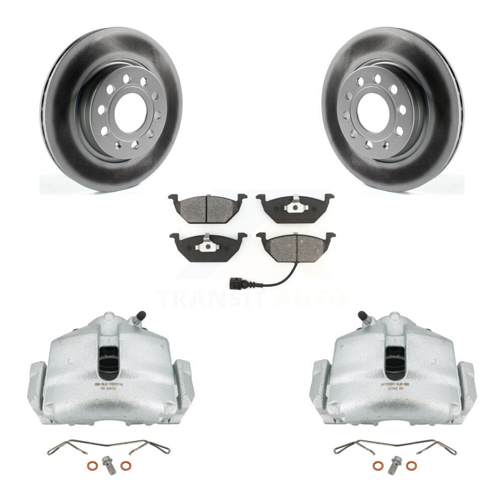 Front Disc Brake Caliper Coated Rotors And Semi-Metallic Pads Kit For Volkswagen Jetta KCG-100468S