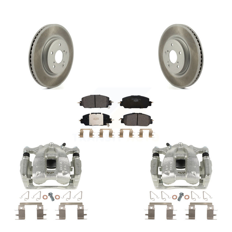 Front Disc Brake Caliper Coated Rotors And Ceramic Pads Kit For Honda CR-V KCG-100468T
