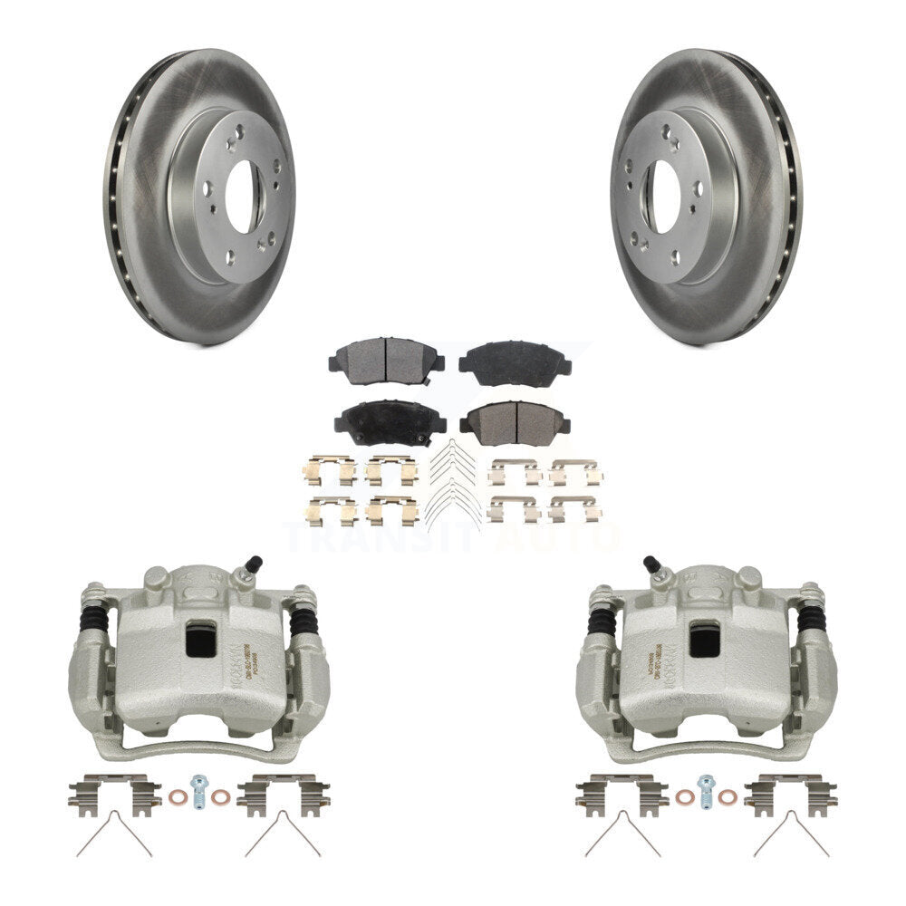 Front Disc Brake Caliper Coated Rotors And Semi-Metallic Pads Kit For Honda Civic KCG-100469P