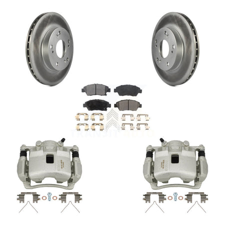 Front Disc Brake Caliper Coated Rotors And Semi-Metallic Pads Kit For Honda Civic KCG-100469P
