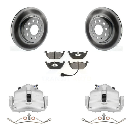 Front Disc Brake Caliper Coated Rotors And Semi-Metallic Pads Kit For Volkswagen Jetta KCG-100469S