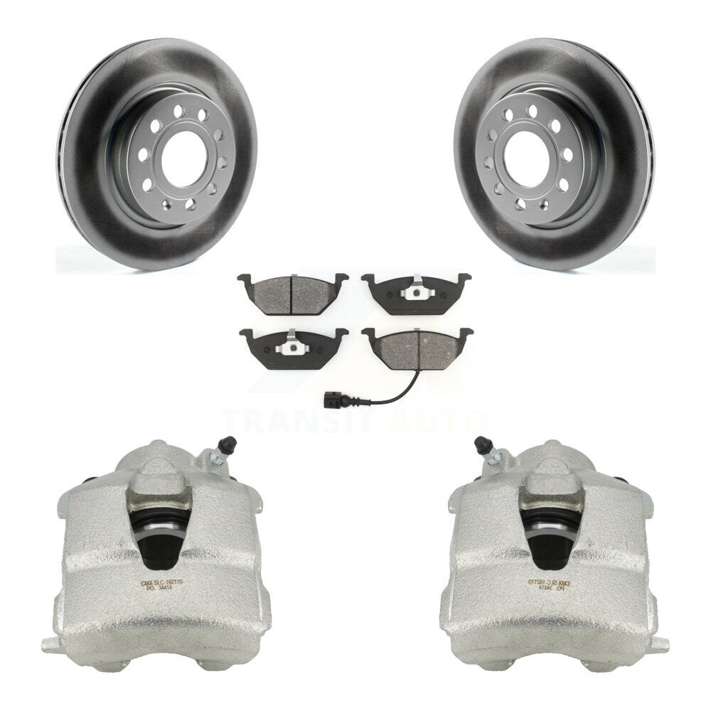 Front Disc Brake Caliper Coated Rotors And Semi-Metallic Pads Kit For Volkswagen Jetta KCG-100470S