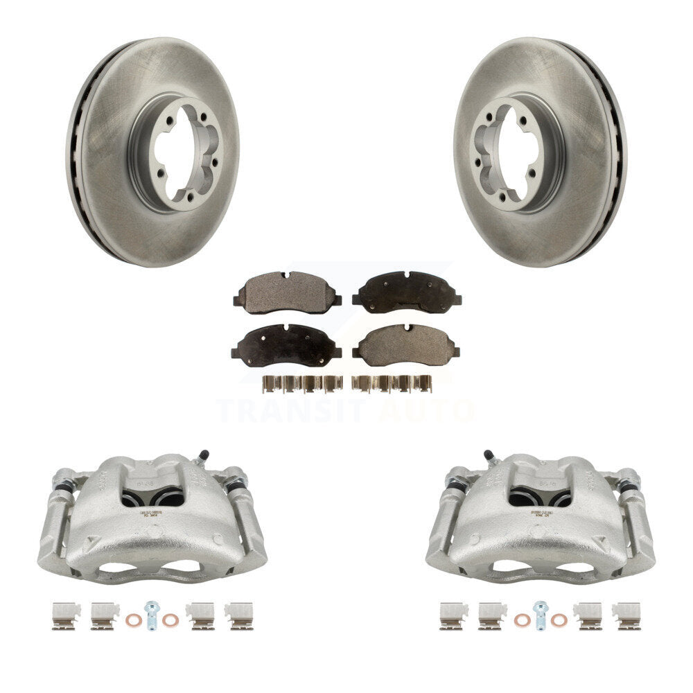 Front Disc Brake Caliper Coated Rotors And Ceramic Pads Kit For Ford Transit-350 HD KCG-100470T