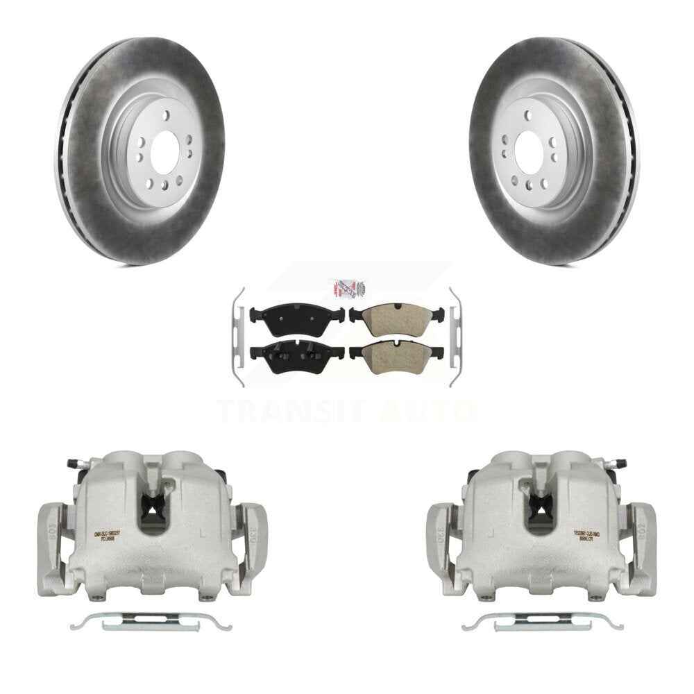Front Disc Brake Caliper Coat Rotor & Semi-Metallic Pad Kit For Mercedes-Benz ML350 R350 KCG-100471N