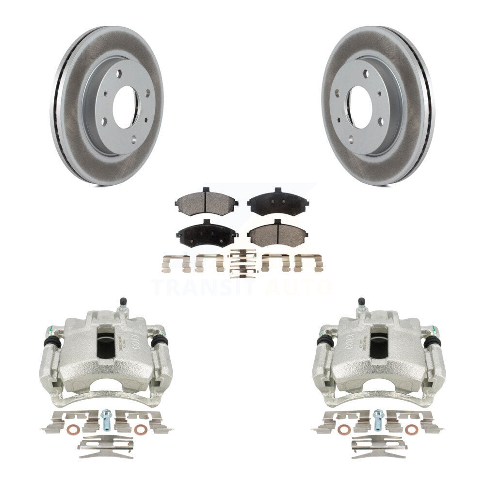 Front Disc Brake Caliper Coated Rotors And Semi-Metallic Pads Kit For Hyundai Elantra KCG-100471P