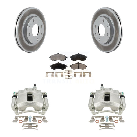 Front Disc Brake Caliper Coated Rotors And Semi-Metallic Pads Kit For Hyundai Elantra KCG-100471P