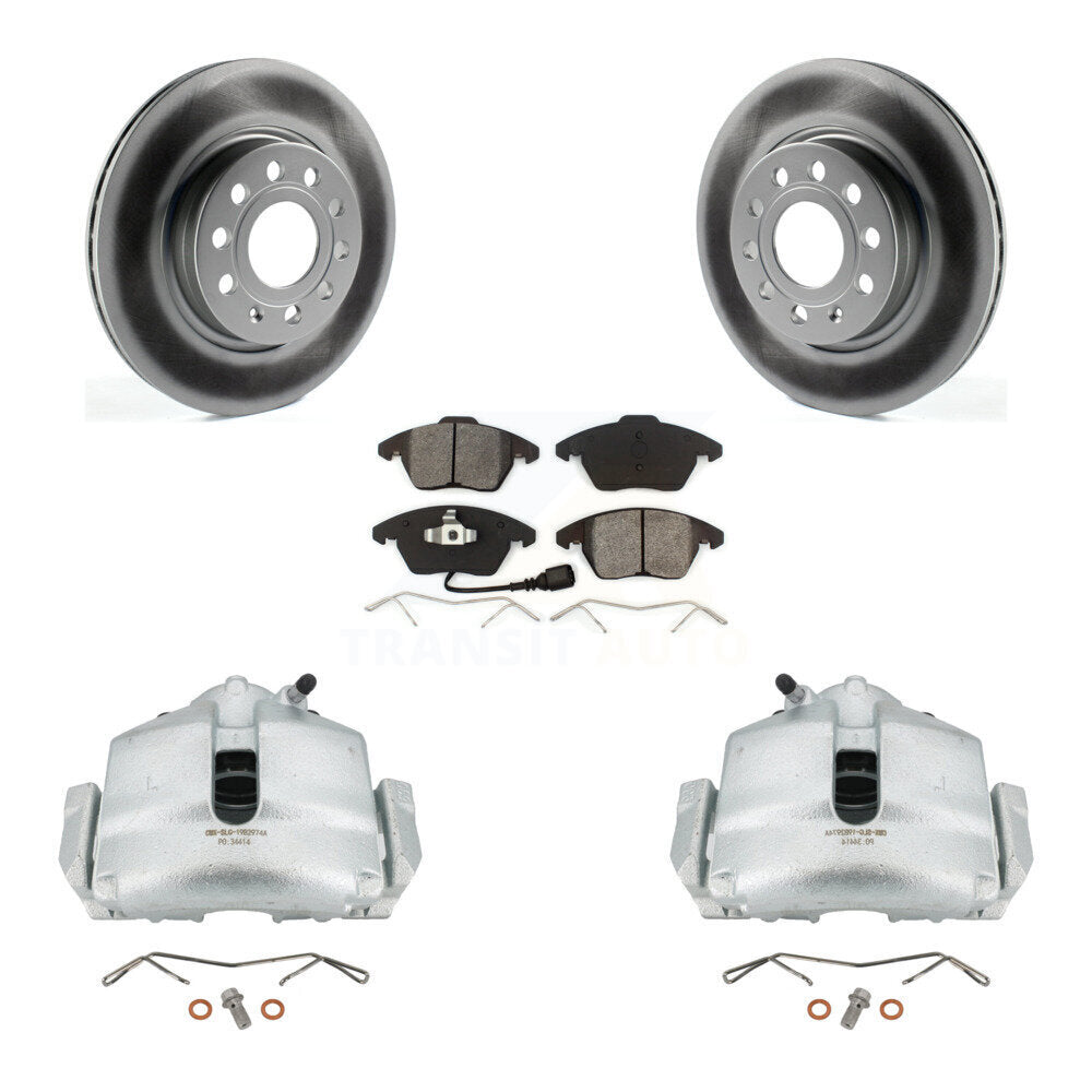 Front Brake Caliper Coat Rotors Semi-Metallic Pad Kit For Volkswagen GTI Audi A3 Quattro KCG-100471S