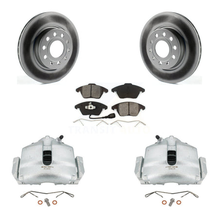 Front Brake Caliper Coat Rotors Semi-Metallic Pad Kit For Volkswagen GTI Audi A3 Quattro KCG-100471S